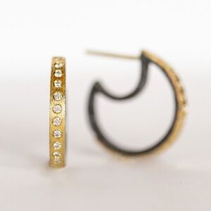 NEW! Rene Escobar Limited Edition Mina 18K yellow gold over silver diamond ears.